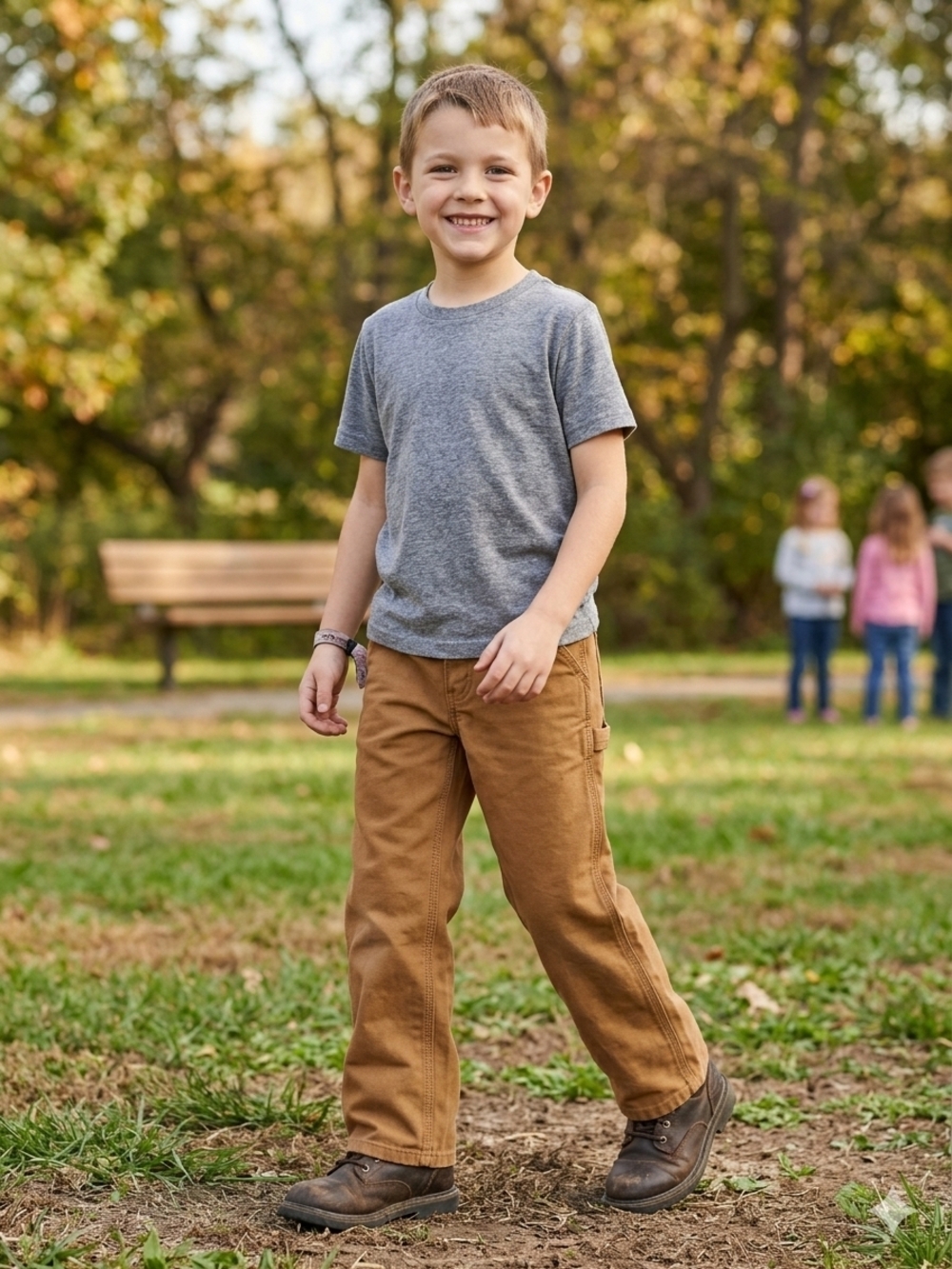 Carhartt Boys' Brown Straight-Leg Work Pants - Picture 1 of 6
